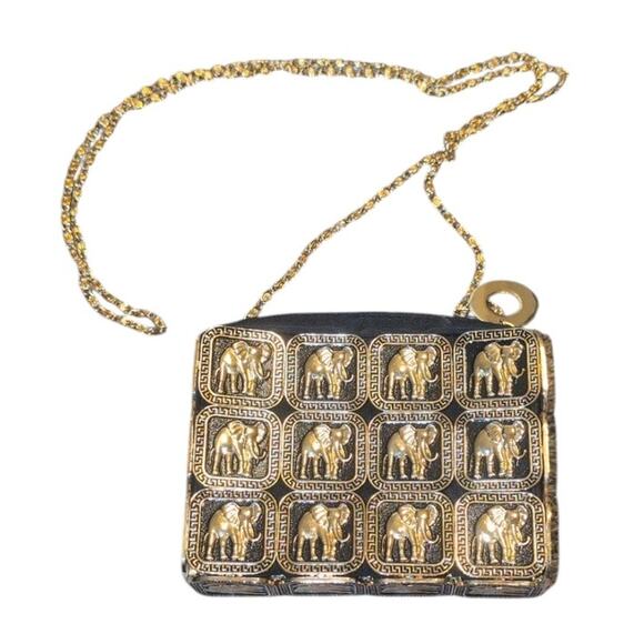 Vintage 1990s Elephant Metal Tile & Chain Crossbody Purse - Picture 3 of 5